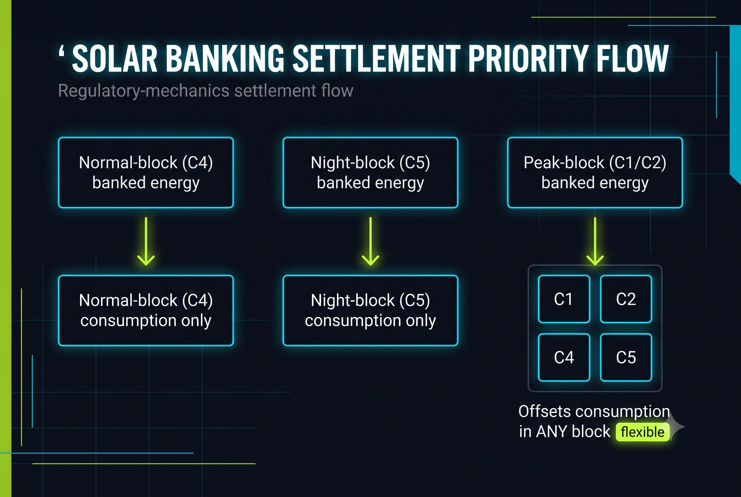 Tamil Nadu solar banking settlement priority flow diagram by time block